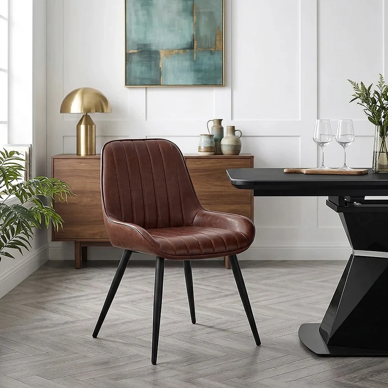 Chaise Faux Cuir - Mustang Marron