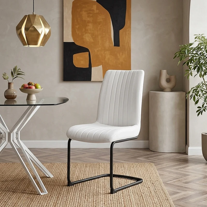 Chaise Faux Cuir - Adele Blanc