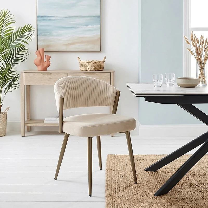 Chaise Velours - Lusso Crème