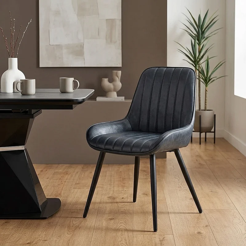 Chaise Faux Cuir - Mustang Gris Foncé