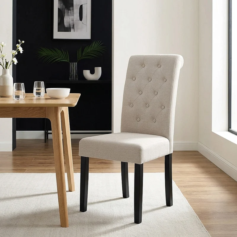 Chaise Tissu Bois - Utah Taupe