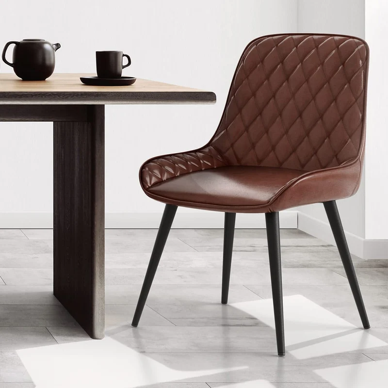 Chaise Faux Cuir Antique - Lincoln Marron