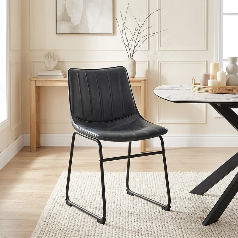 Chaise Faux Cuir - Tucker Bleu Foncé