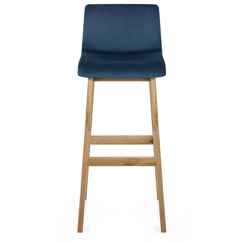 Tabouret de Bar Velours Chêne - Drift Bleu