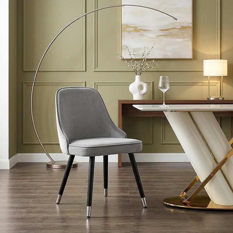 Chaise Bois Velours - Glam Gris