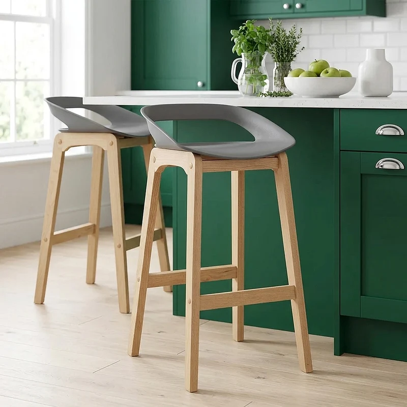 Tabouret de Bar Résine Bois - Crew Gris
