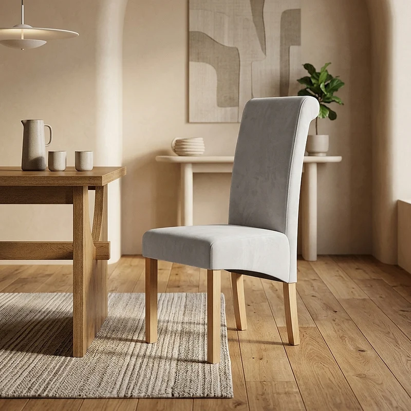Chaise Bois Velours - Carolina Gris