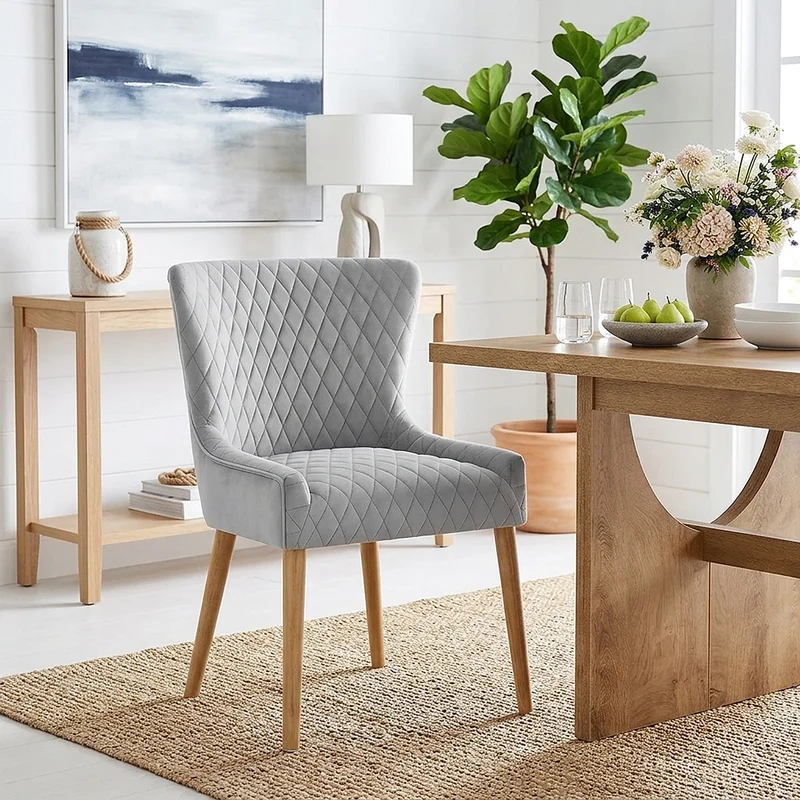 Chaise Bois Velours - City Gris