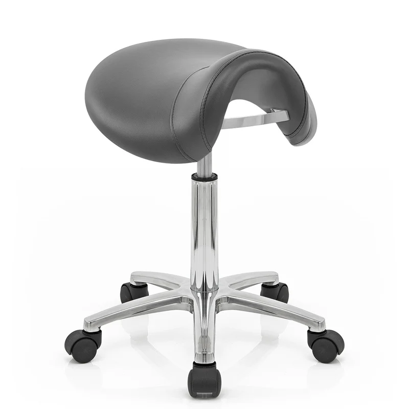 Tabouret Faux Cuir Chrome - Deluxe Saddle Gris