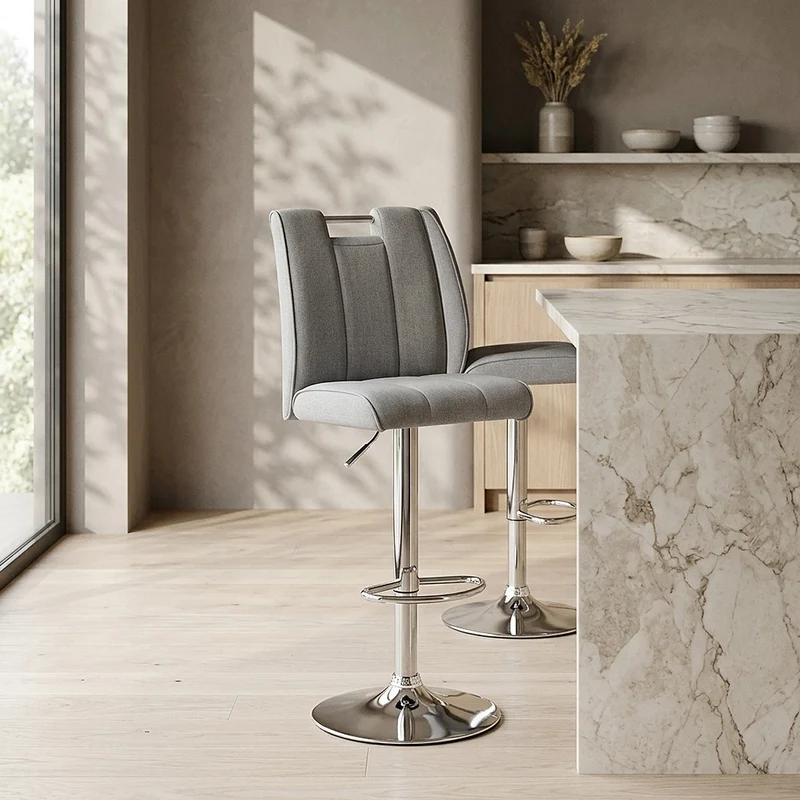 Chaise de Bar Tissu Chrome - Loco Gris