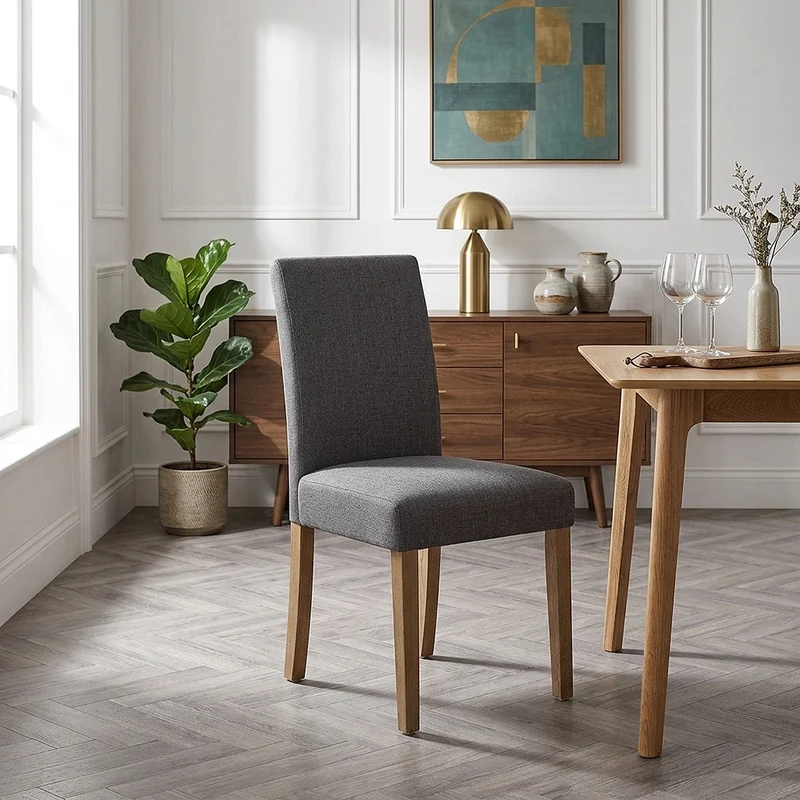 Chaise Bois Tissu - Chicago Gris Foncé