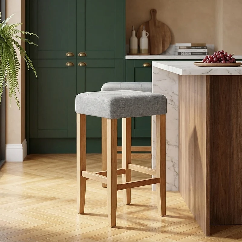 Tabouret de bar Chêne Tissu - Oliver Gris