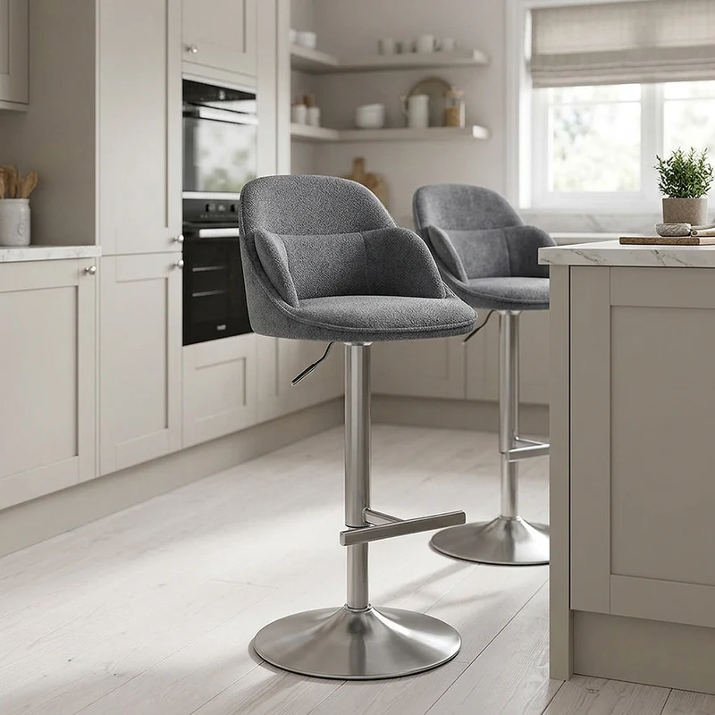 Tabouret de Bar Tissu - Freya Gris Foncé
