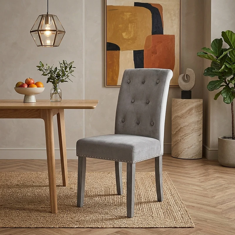 Chaise velours bois - Moreton Gris