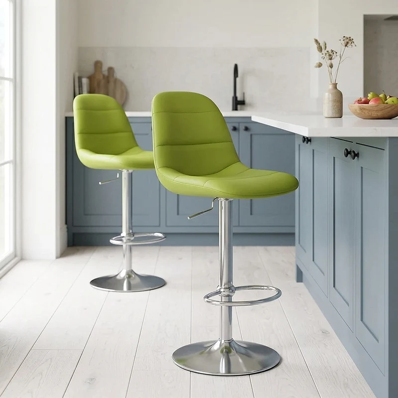 Chaise de Bar Faux Cuir Chrome Brossé - Ferrero Vert