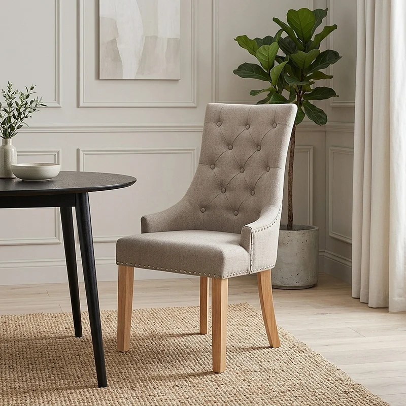 Chaise Chêne Tissu - Ascot Taupe
