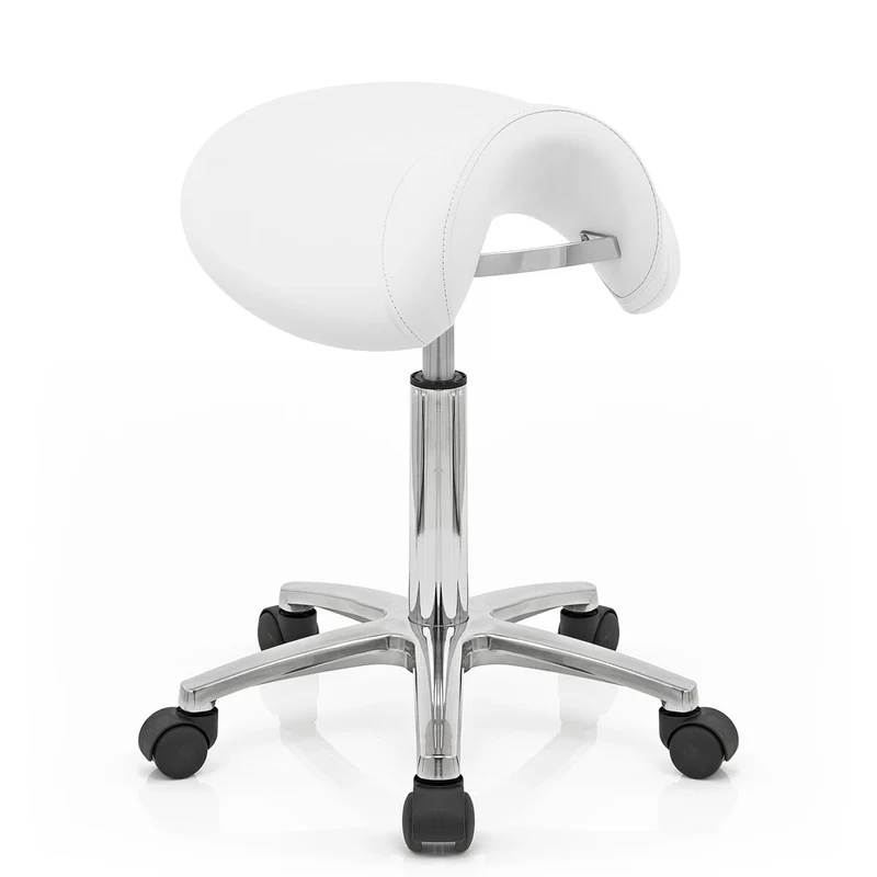 Tabouret Faux Cuir Chrome - Deluxe Saddle Blanc