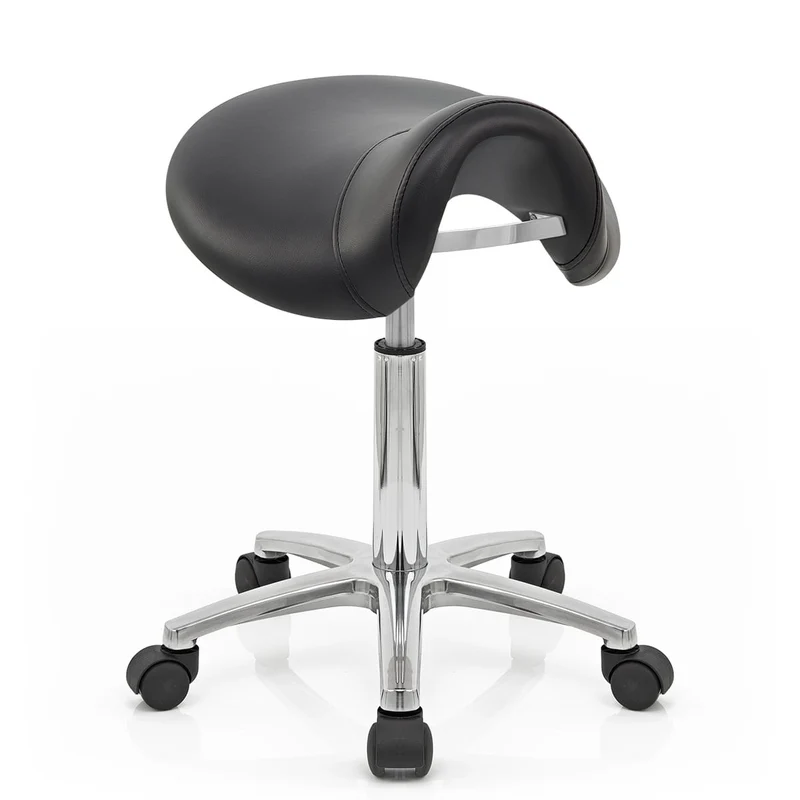 Tabouret Faux Cuir Chrome - Deluxe Saddle Noir