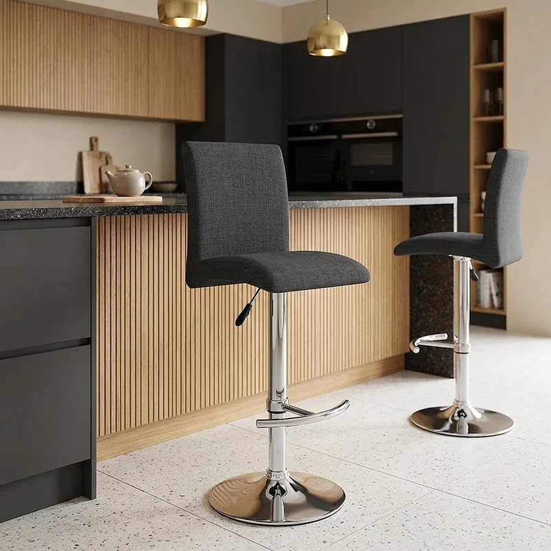 Chaise De Bar En Tissu - Deluxe High Back Gris