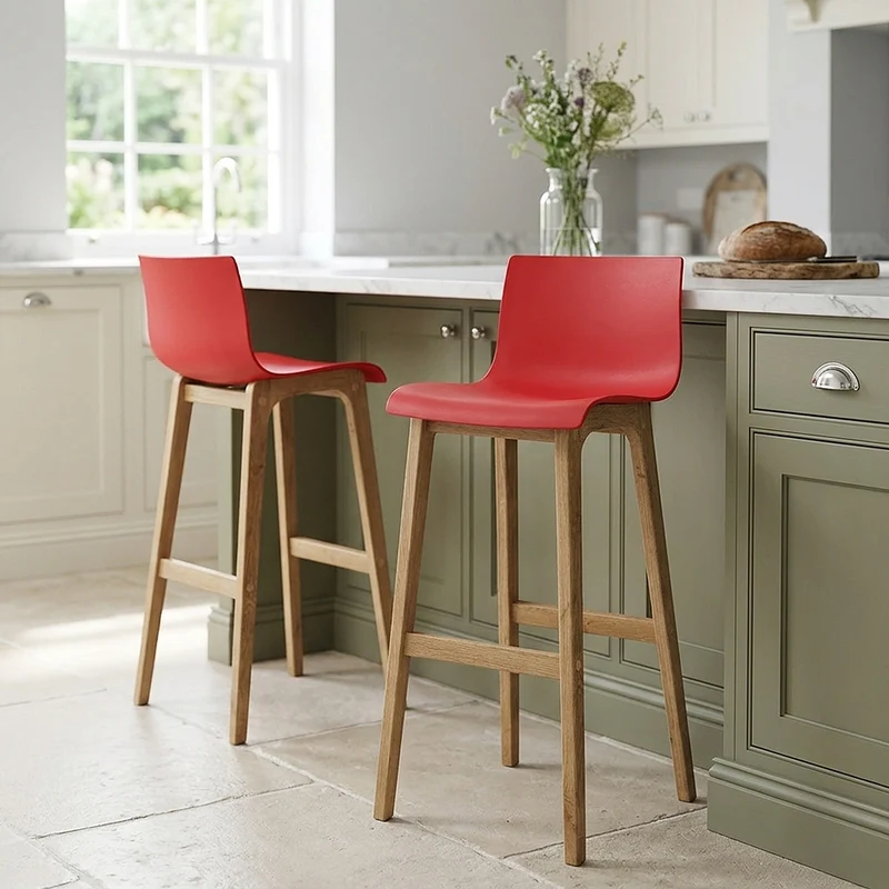 Tabouret de Bar Résine Bois - Drift ABS Rouge