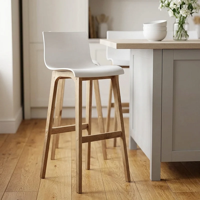 Tabouret de Bar Résine Bois - Drift ABS Blanc