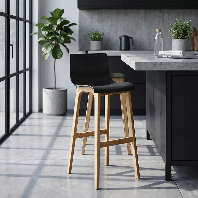 Tabouret de Bar Résine Bois - Drift ABS Noir