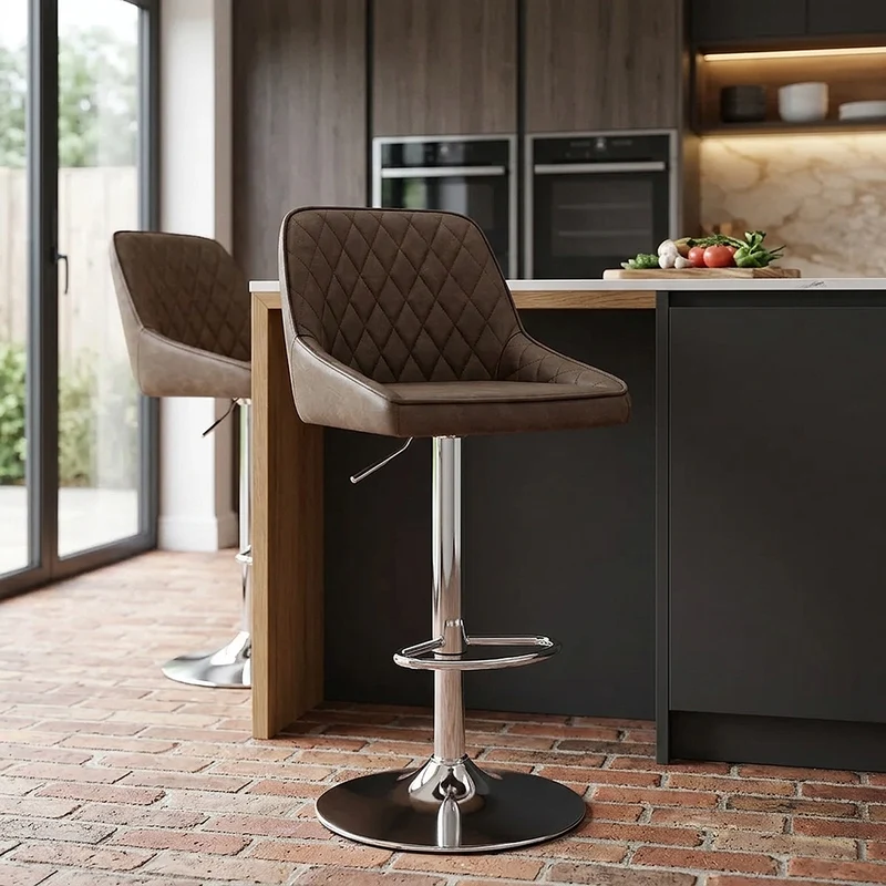 Tabouret Faux Cuir - Darwin Marron