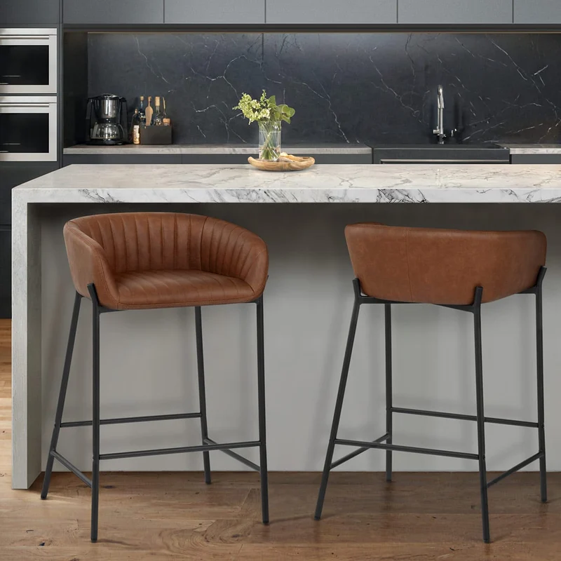 Tabouret de Bar Faux Cuir - Cub Marron