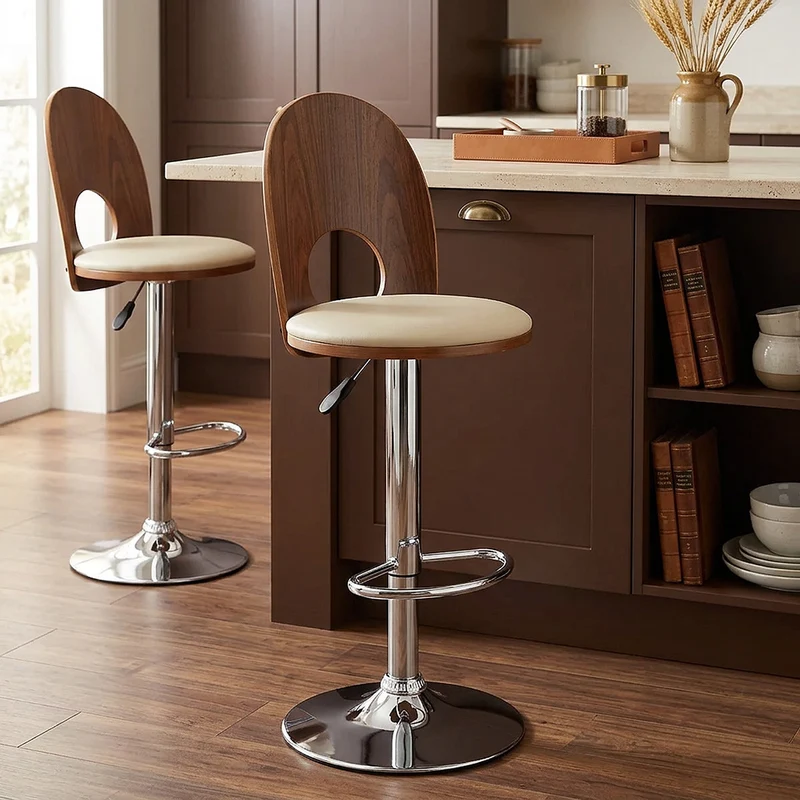 Chaise de Bar Bois Chrome - Bolero Crème