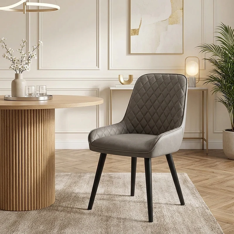 Chaise Faux Cuir - Azure Gris