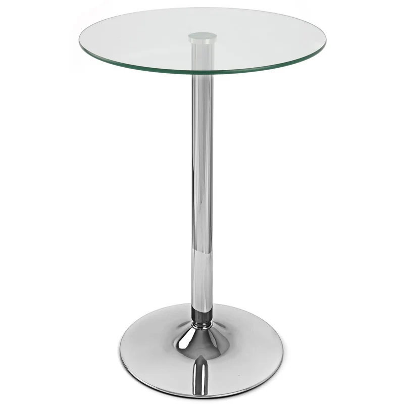 Table de Bar Chrome - Vetro Ronde Transparent
