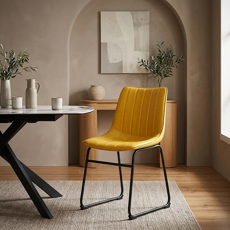 Chaise Faux Cuir - Tucker Jaune