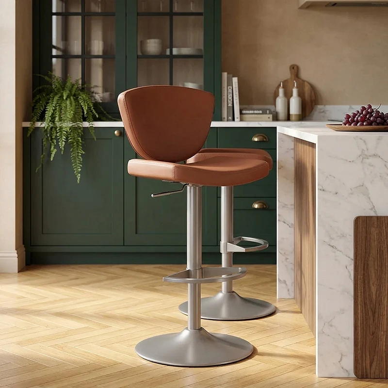 Tabouret Faux Cuir Graphite - Pearl Marron