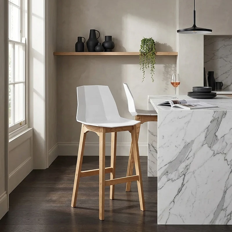 Tabouret de Bar Chêne - Bali Blanc
