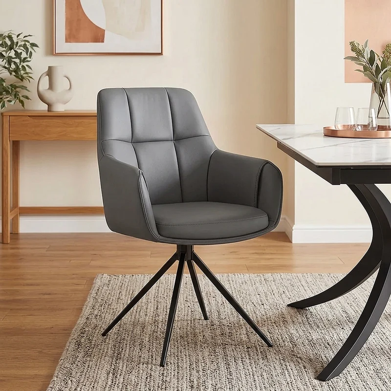 Chaise Faux Cuir - Nina Gris
