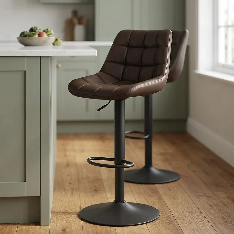 Tabouret de Bar Cuir Véritable - Porto Marron