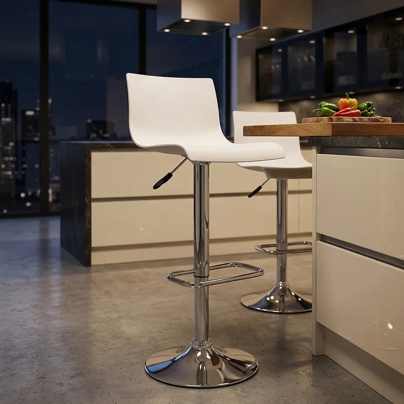 Chaise de Bar ABS Chrome - Serena Blanc