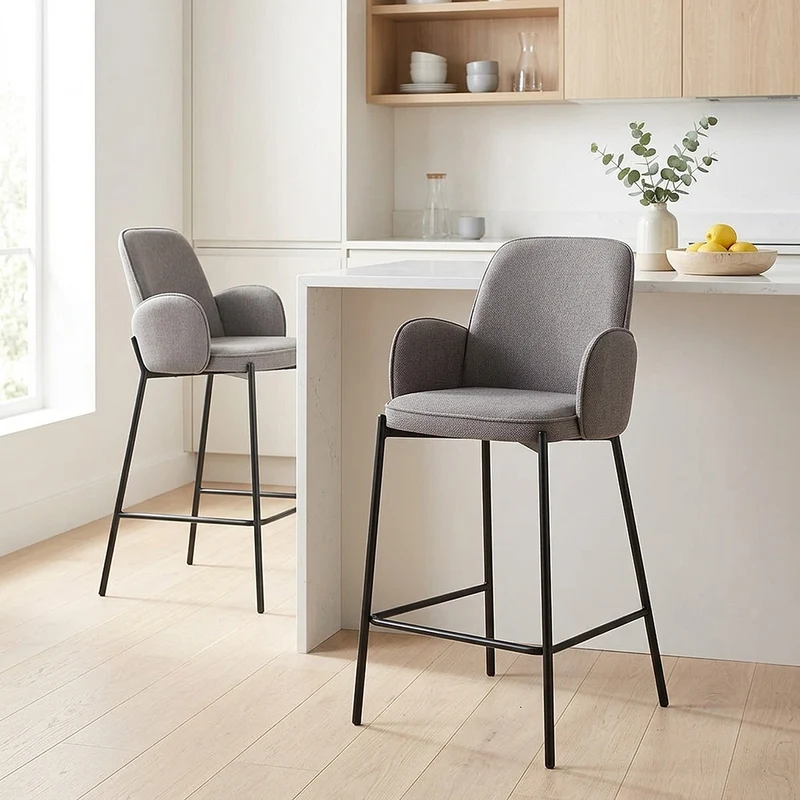 Tabouret de bar Tissu - Jarvis Gris