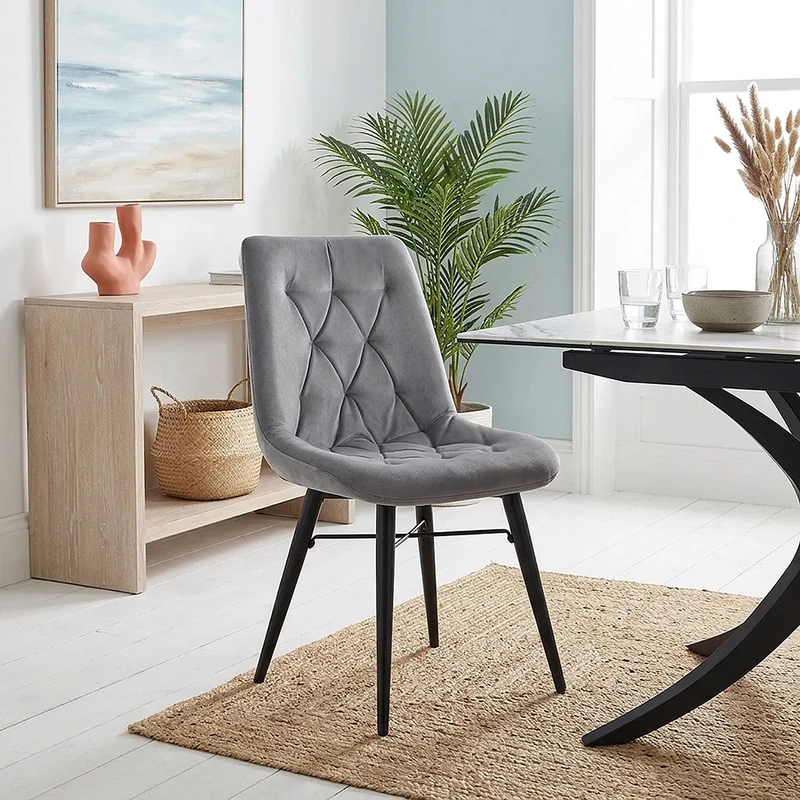 Chaise Métal Velours - Roxy Gris