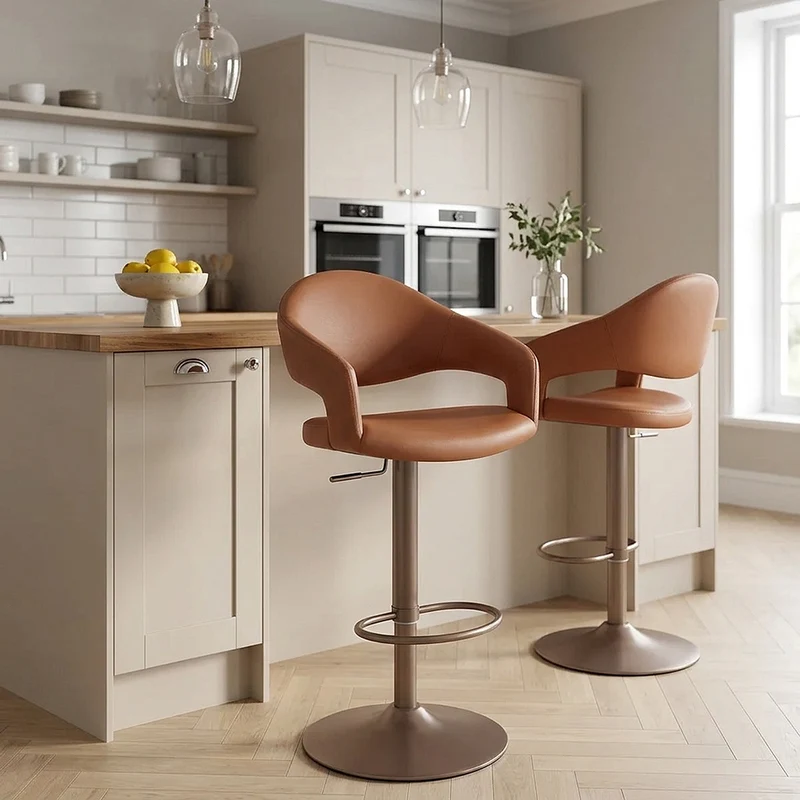 Tabouret de bar faux cuir - Washington Marron