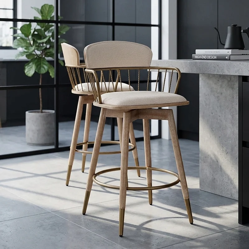 Tabouret Tissu Bois - Opera Crème