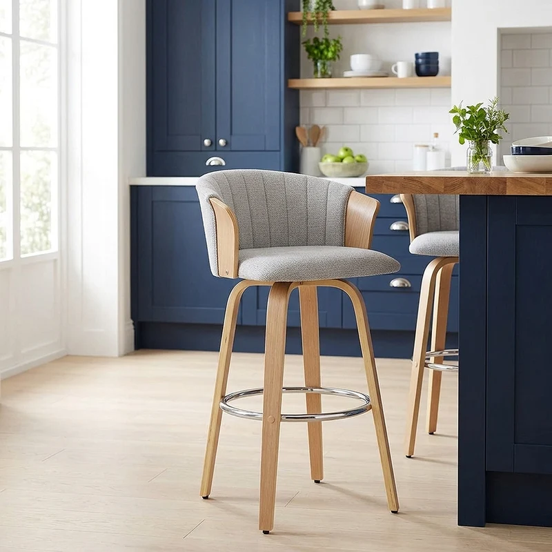 Tabouret de bar Tissu - Coral Gris
