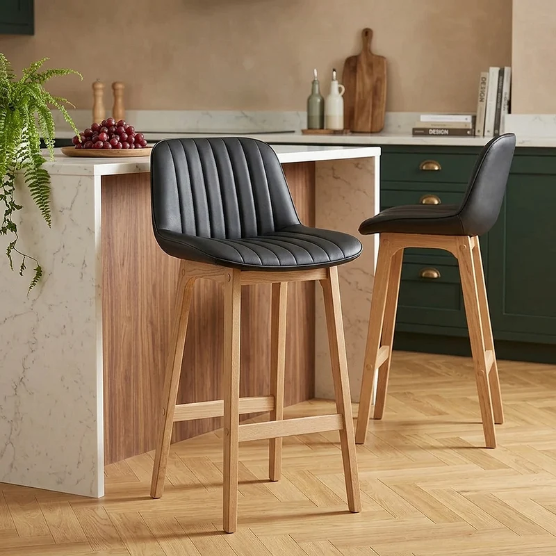 Tabouret de bar faux cuir - Cove Noir