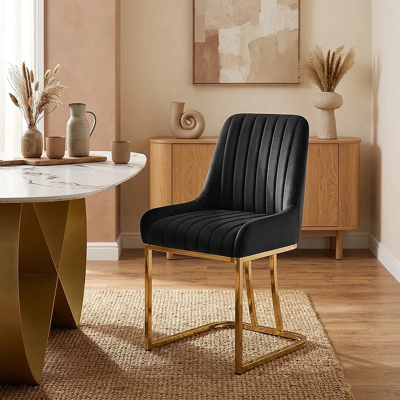 Chaise Velours - Paget Noir