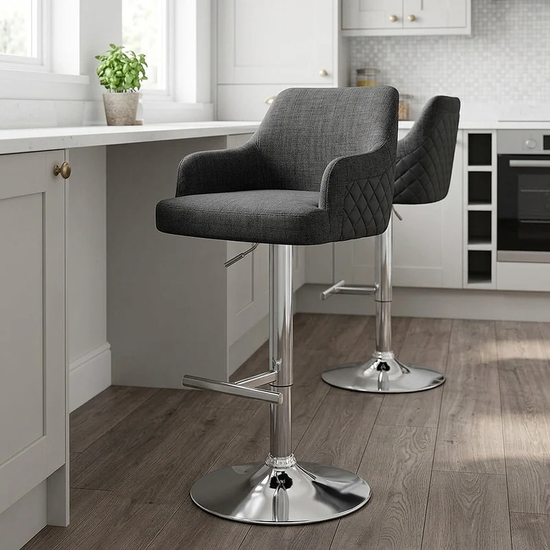 Tabouret Faux Cuir Tissu - Dylan Gris