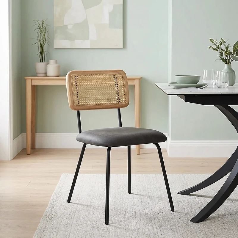 Chaise Faux Cuir - Cassis Gris Foncé
