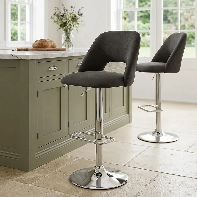 Tabouret de Bar Faux Cuir - Phoenix Gris Foncé
