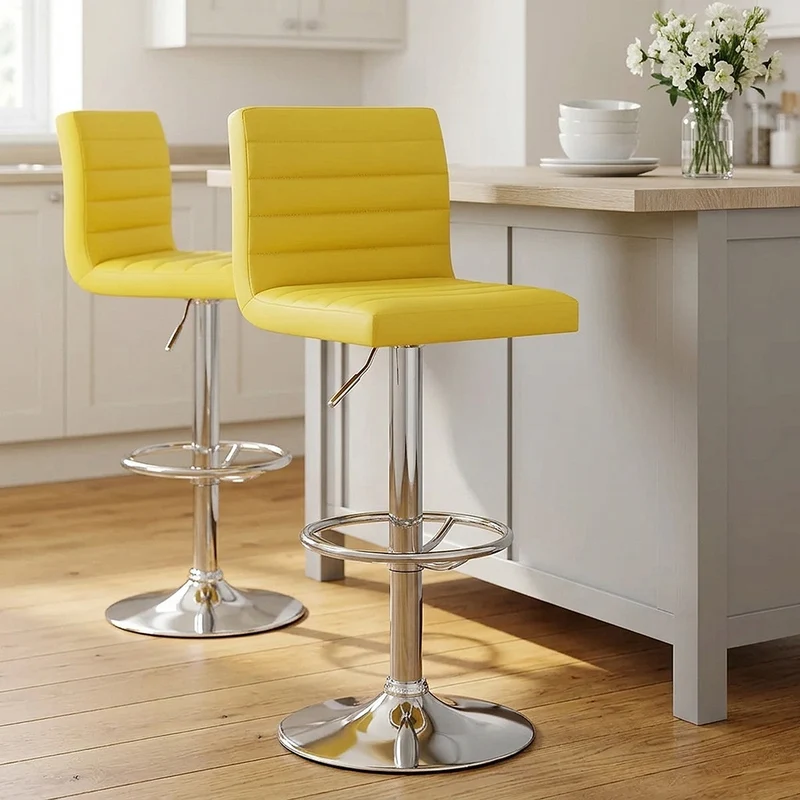 Chaise de Bar Faux Cuir Chrome - Mint Jaune