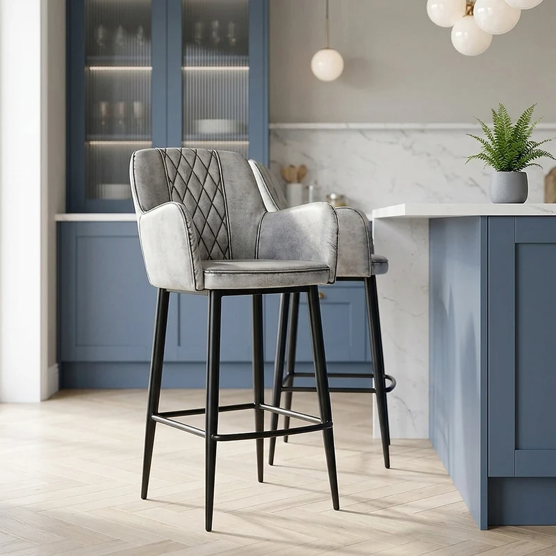 Tabouret de Bar Faux Cuir - Maverick Blanc