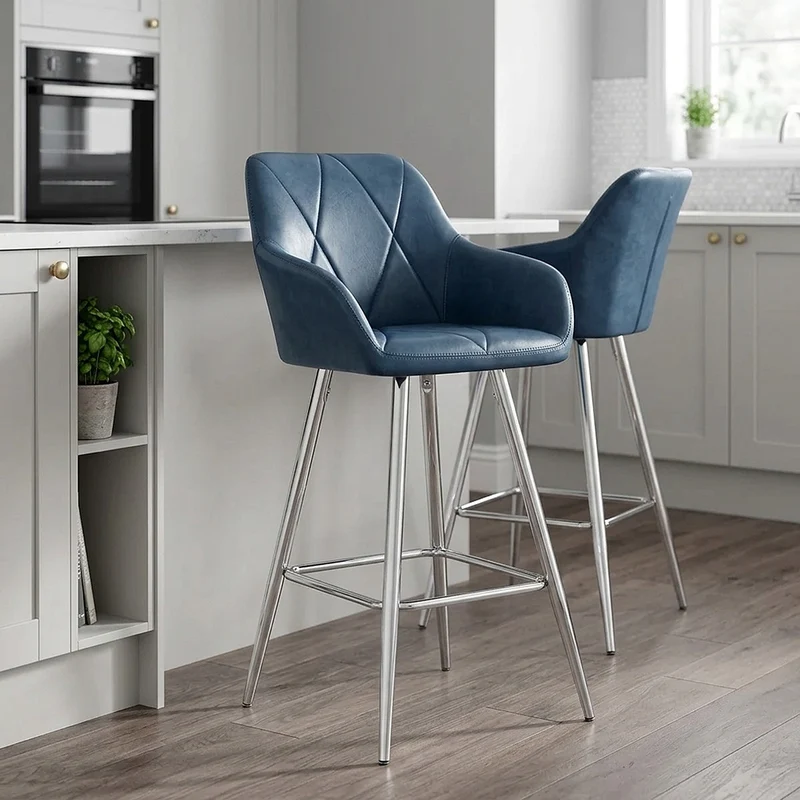 Tabouret de Bar Faux Cuir Antique - Mason Bleu